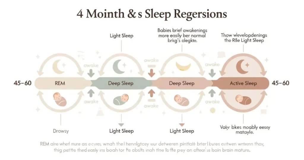 Infant sleep cycle diagram during the 4 month sleep regression