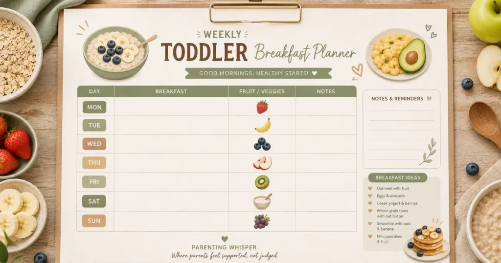 weekly toddler breakfast planner