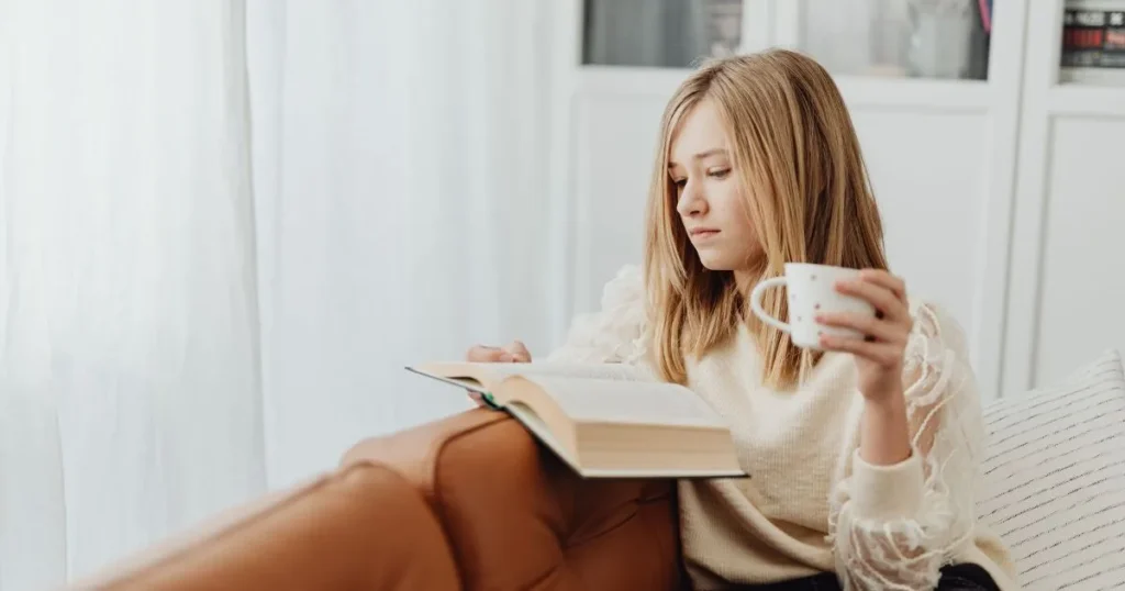 Mother practicing mindfulness during a quiet moment at home