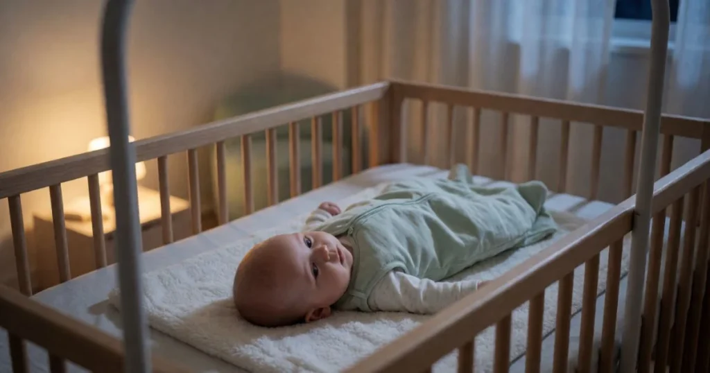 Baby awake in crib during the night