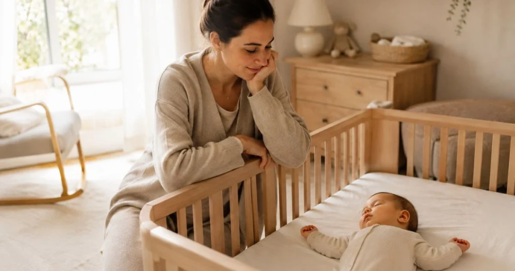 Baby Nap Schedule: A Complete Guide by Age 3 Baby sleeping peacefully during a daytime nap while mother checks on them