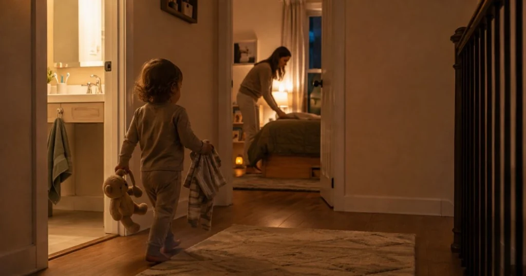 6-month-old baby during a calm evening bedtime routine
