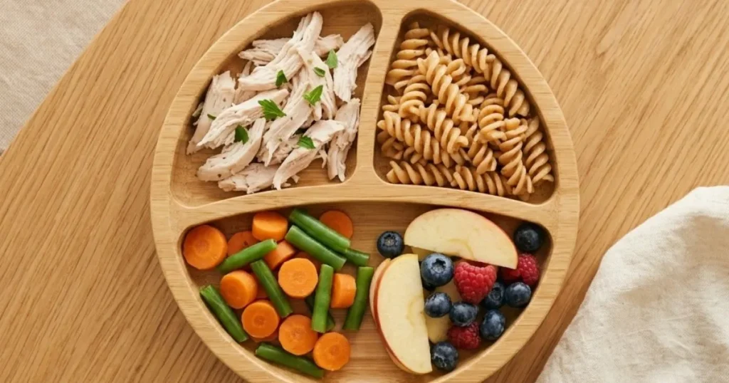 Balanced lunch plate for a picky toddler
