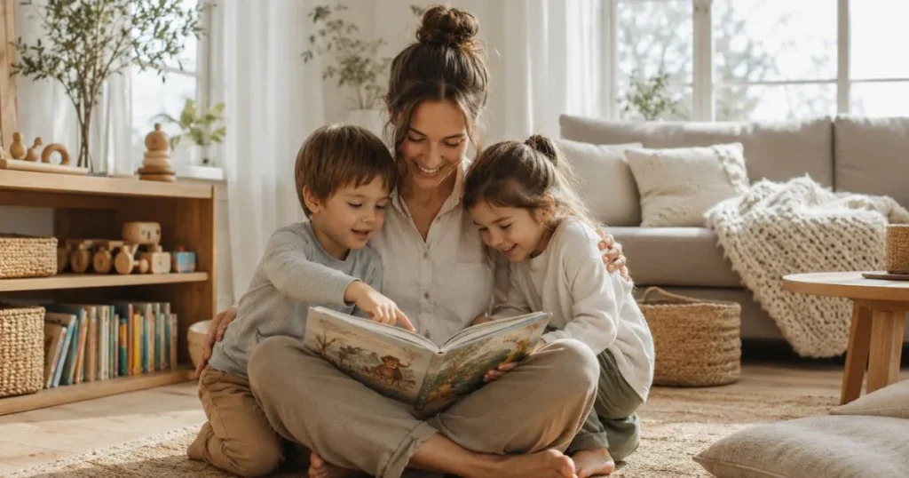 Happy family enjoying quality time after sharing parenting responsibilities