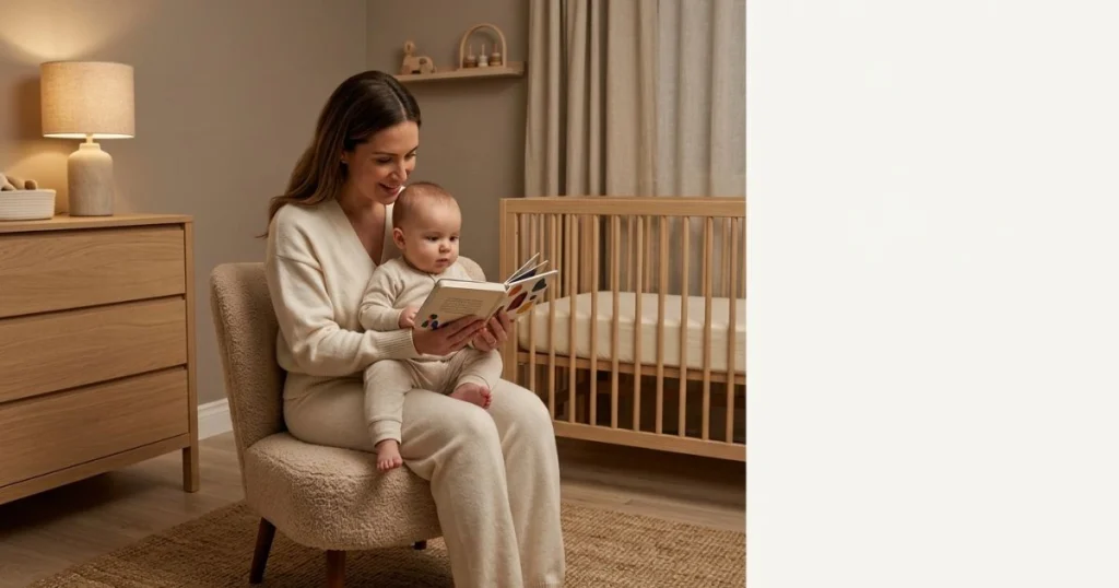 How to Create a Baby Bedtime Routine That Actually Works 11 Parent reading a bedtime story to baby