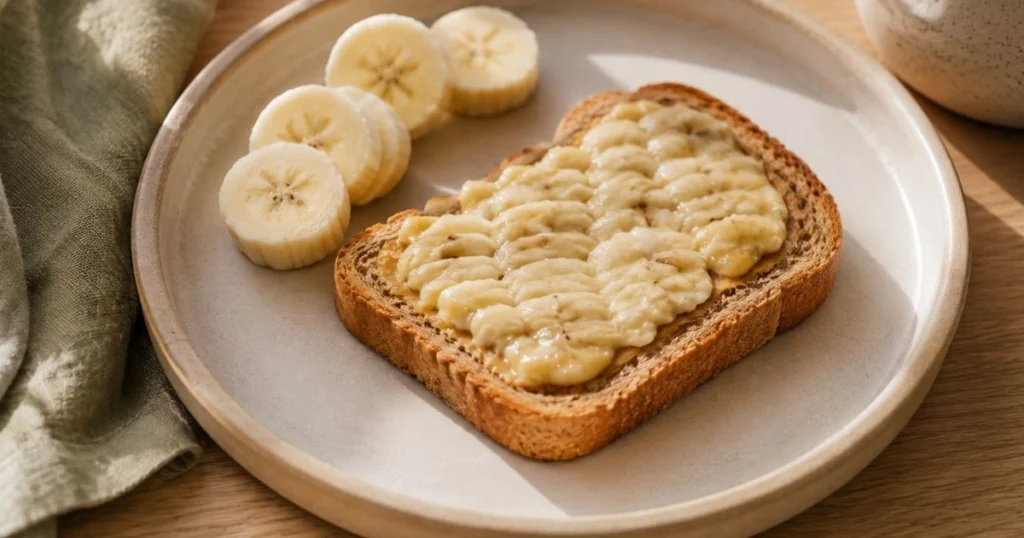 Banana and peanut butter toast for toddlers