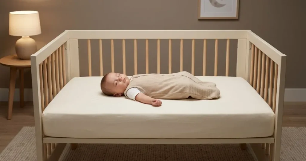 How to Create a Baby Bedtime Routine That Actually Works 14 Baby sleeping safely on their back in a crib