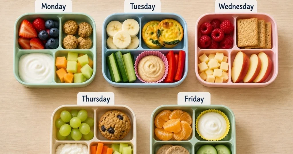 five-day toddler snack plan for daycare