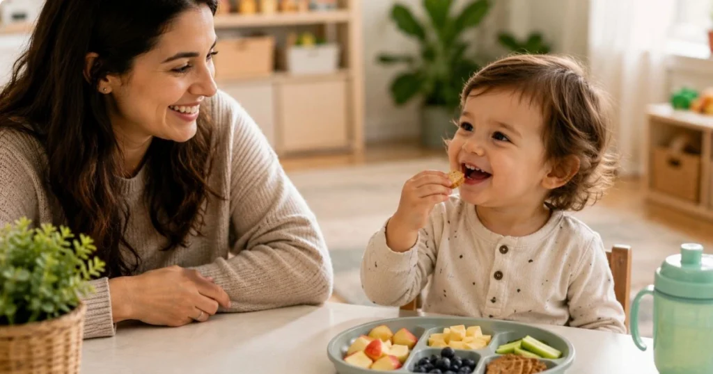 Toddler Snack Ideas : 35 Healthy & Easy Snacks Kids Actually Eat 18 Happy toddler enjoying snack time
