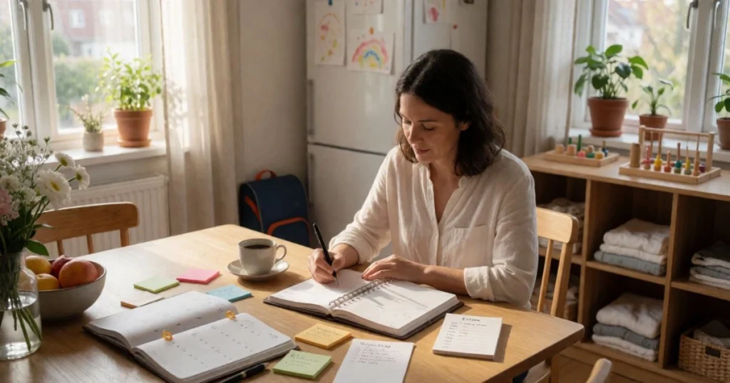 Mother organizing family responsibilities and daily planning