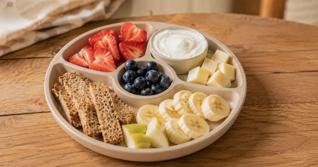 Toddler Snack Ideas : 35 Healthy & Easy Snacks Kids Actually Eat 3 Balanced plate of healthy toddler snacks