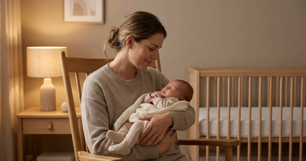 How to Create a Baby Bedtime Routine That Actually Works 5 Newborn bedtime routine in a calm nursery