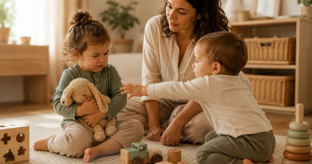 Toddler Biting: Why Toddlers Bite and How to Handle Biting Without Punishment 4 Toddler becoming frustrated when another child takes a toy