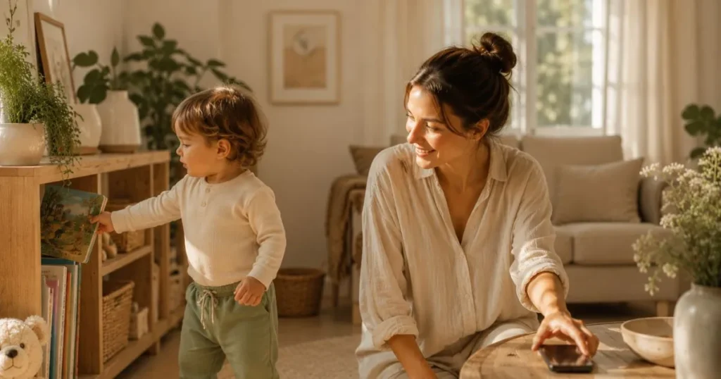 Mom choosing family connection over social media comparison