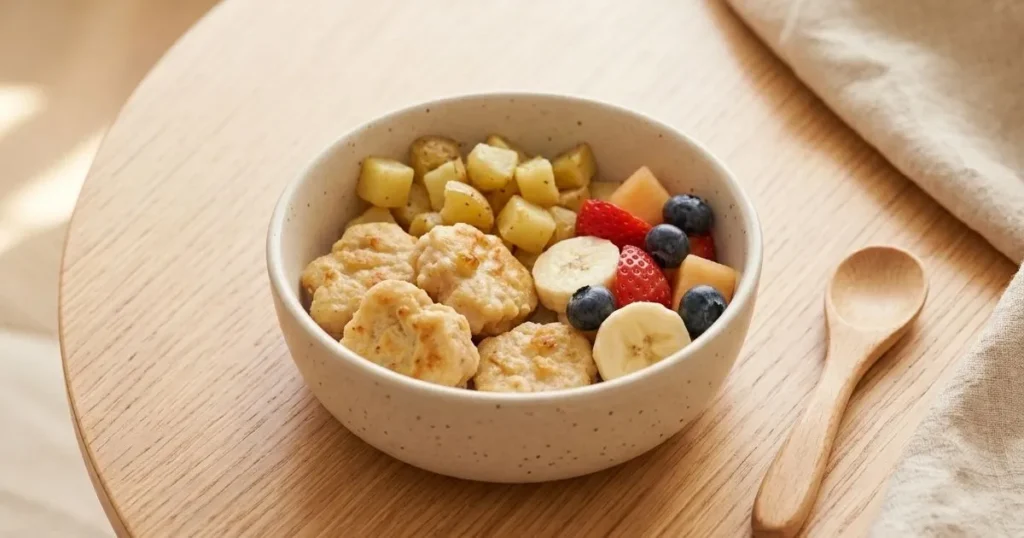 Homemade chicken nuggets for toddler lunch