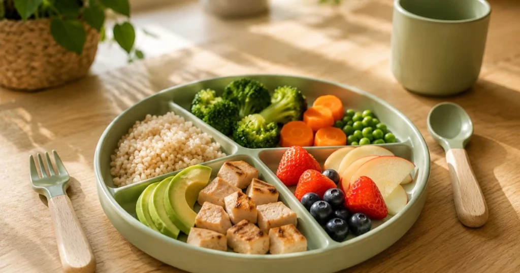 Toddler Dinner Ideas: 35 Easy, Healthy Meals They'll Love 6 Homemade chicken dinner with vegetables and rice for toddlers
