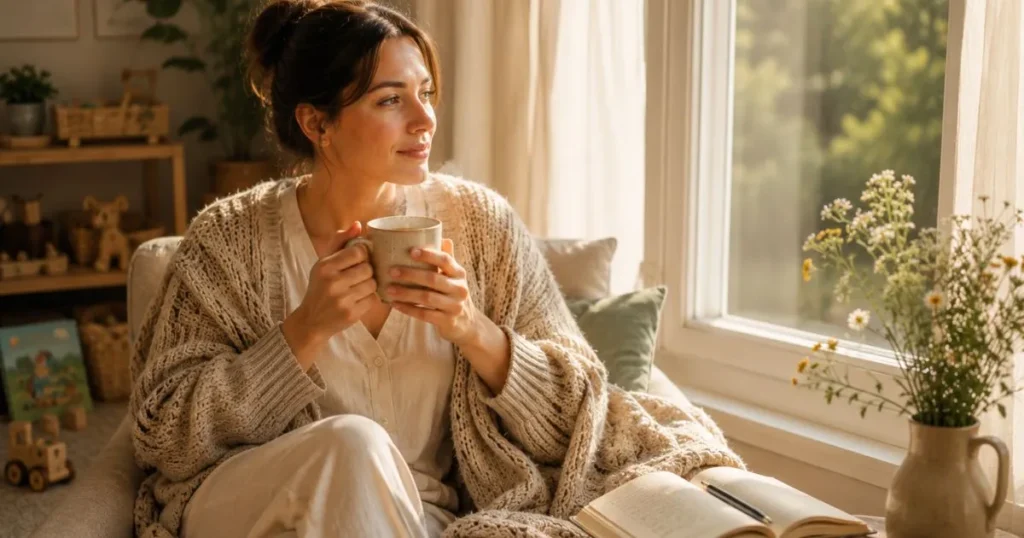 Mother recognizing emotional stress and burnout