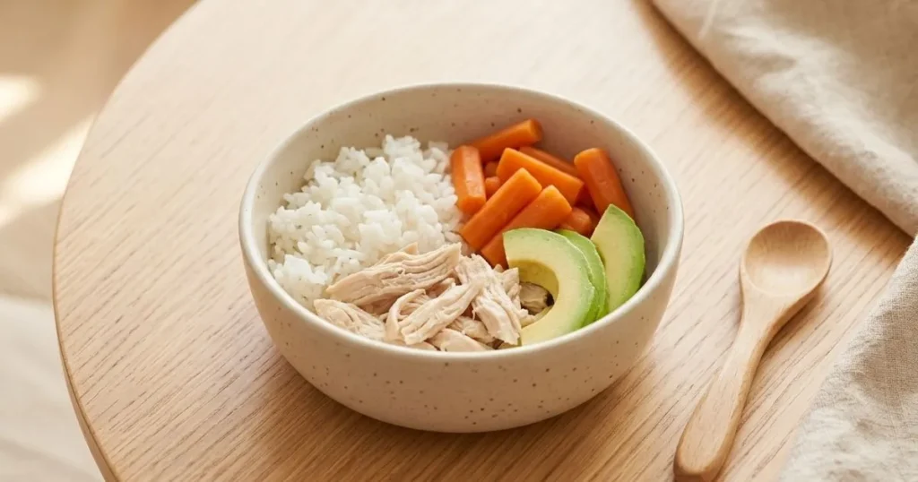 Chicken and rice lunch for toddler