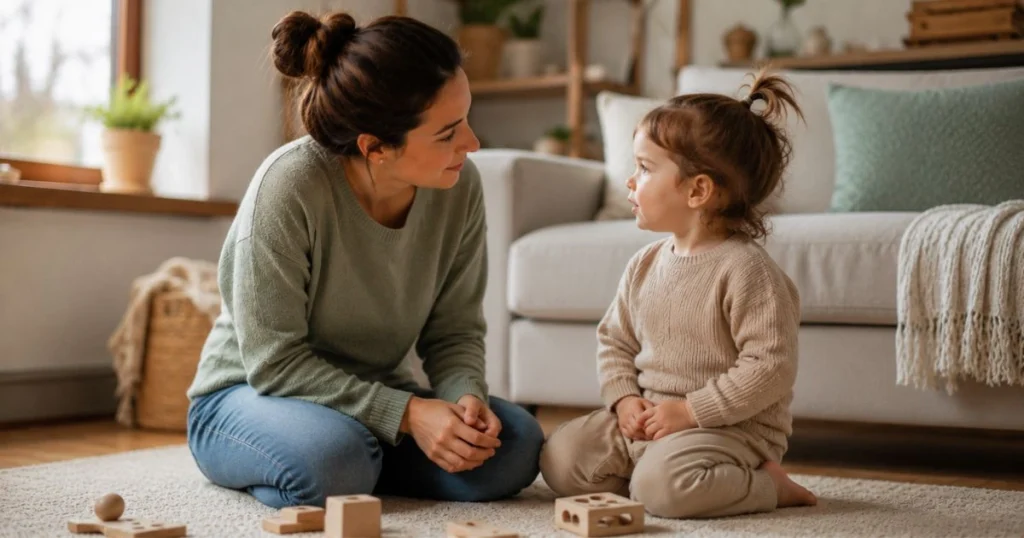 How to Stop Toddler Hitting Without Punishment 8 Parent setting a calm boundary with toddler