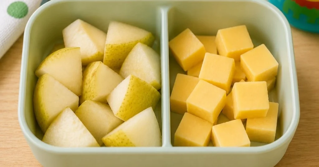 pear and cheese toddler snack