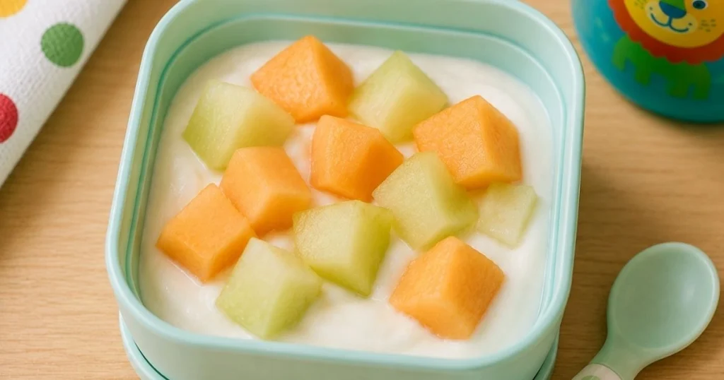 yogurt and melon toddler snack