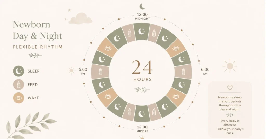 newborn flexible sleep rhythm during day and night