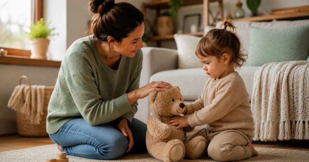 How to Stop Toddler Hitting Without Punishment 10 Parent teaching toddler a safe alternative to hitting
