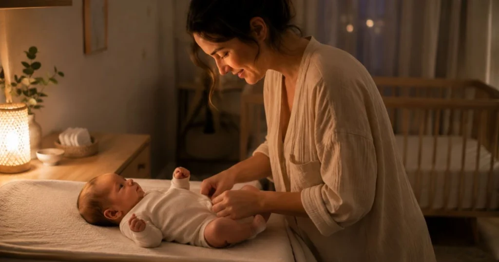 Newborn Sleep Schedule: A Simple 0–3 Month Guide for New Parents 10 Parent preparing newborn for bedtime