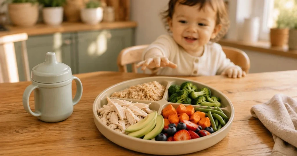 Toddler-friendly chicken wrap with avocado and cheese