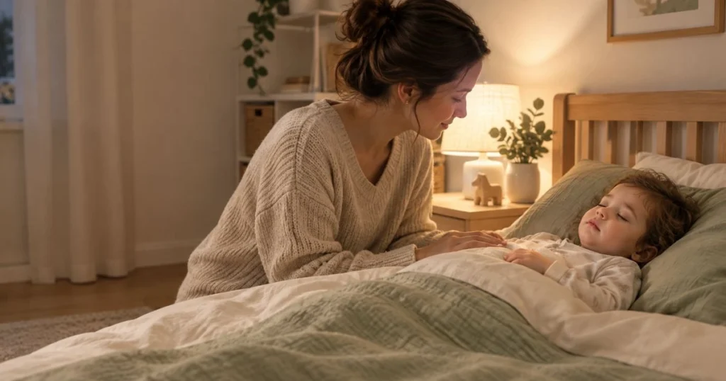 What Are Night Terrors? Causes, Signs & How to Help 10 Parent gently checking on a toddler sleeping peacefully after a night terror