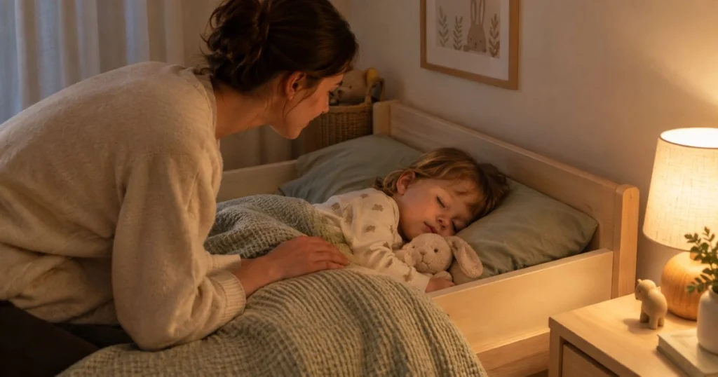 2 year old sleep regression 3 Peaceful two-year-old toddler sleeping while a parent checks on them at night