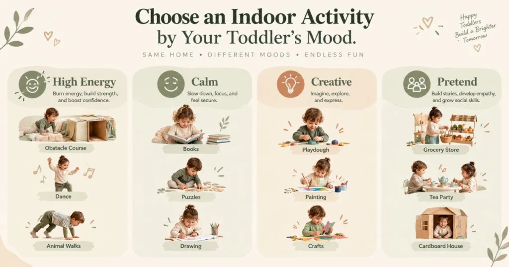 30 Easy Indoor Activities for Toddlers That They’ll Love 5 Toddler indoor activity ideas organized by energy level and mood