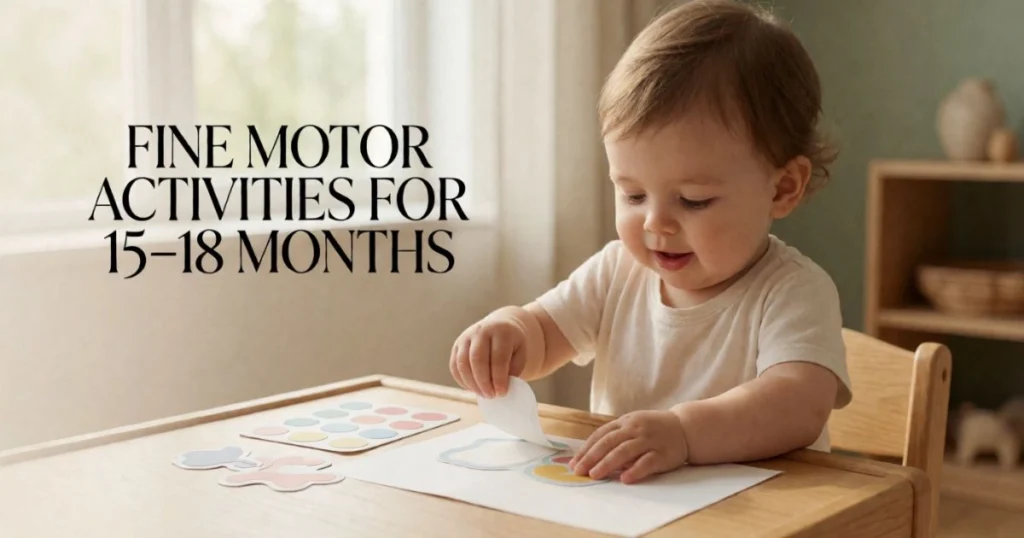 Fine Motor Activities for Toddlers: Easy Activities by Age 12 Toddler peeling a large sticker and placing it on paper