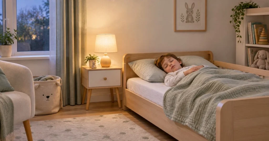 How to Stop Mouth Breathing Naturally: Tips & Causes 14 Child peacefully resting while a parent checks on them in a calm and reassuring bedroom