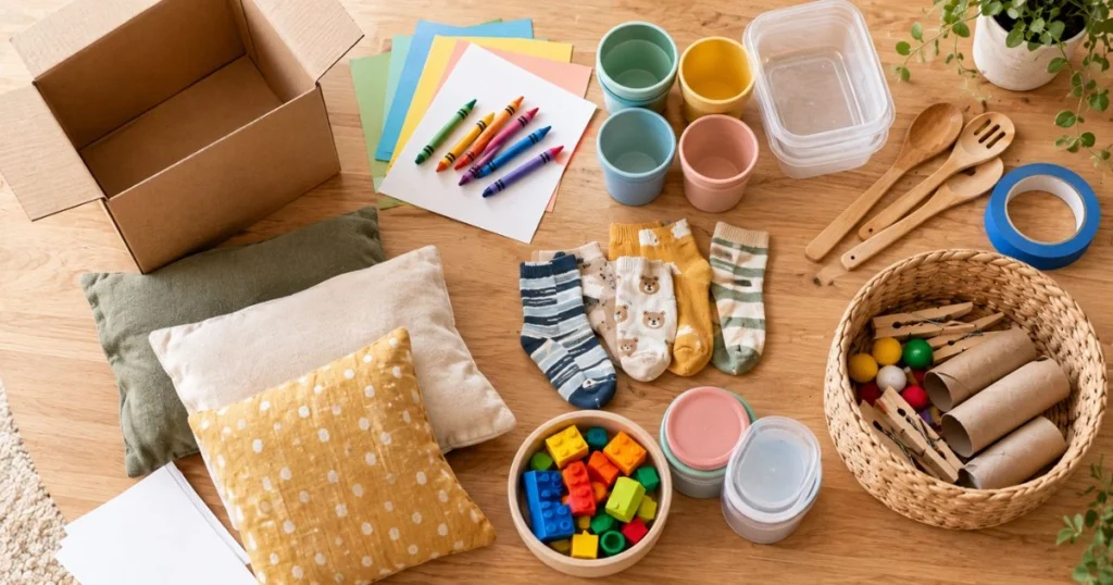 Toddler Activities: 50 Easy Ideas to Keep Little Kids Busy 11 Toddler participating in safe active play with dancing, crawling, cushions, and a soft ball