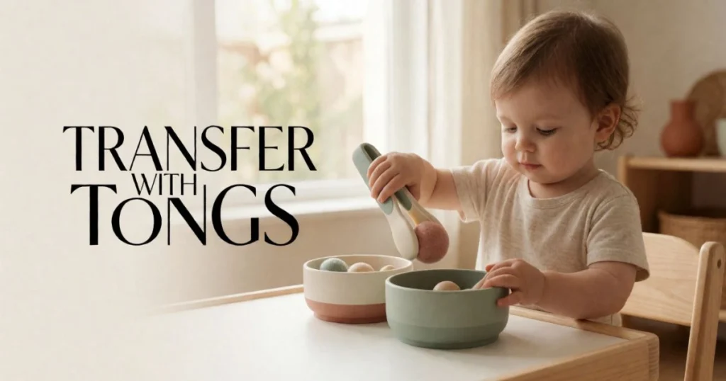 Fine Motor Activities for Toddlers: Easy Activities by Age 16 2-year-old using toddler-safe tongs to transfer large objects