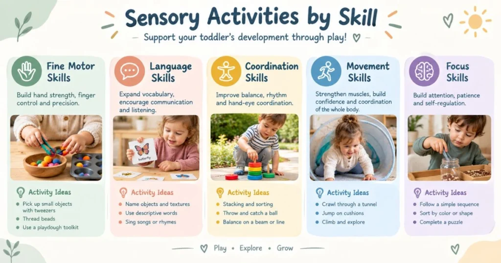 35 Sensory Activities for Toddlers That Are Fun & Easy 18 Sensory Activities by Skill