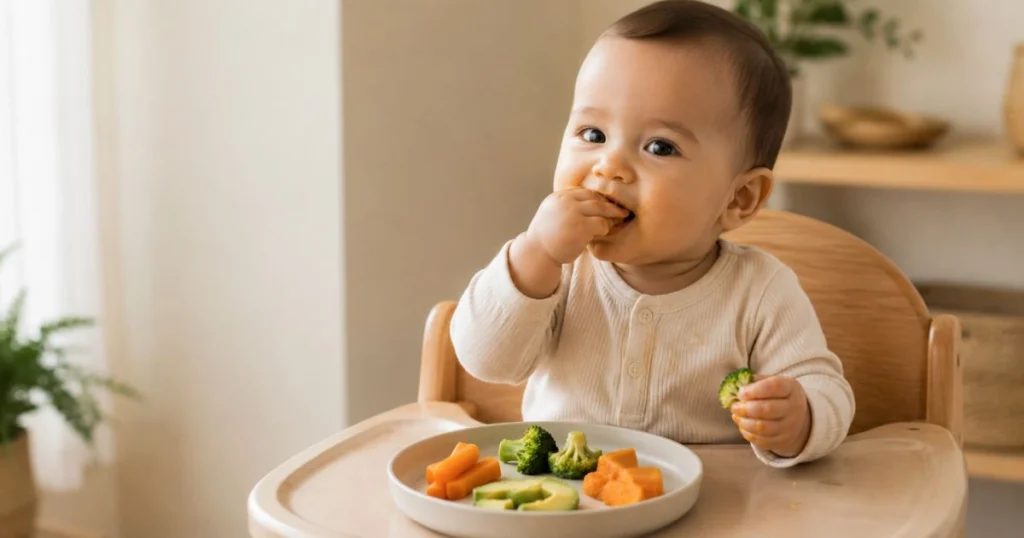 Baby Finger Foods: 30 Easy & Safe Foods for Babies 3 Baby showing readiness for finger foods