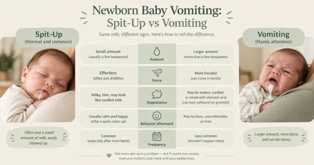 newborn baby vomiting milk after feeding : Causes, Signs & When to Worry 4 Helps parents distinguish normal spit-up from vomiting.