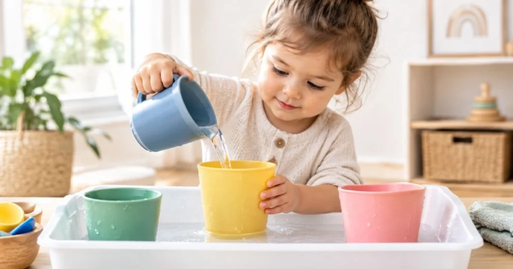 35 Sensory Activities for Toddlers That Are Fun & Easy 6 Water Pouring Station