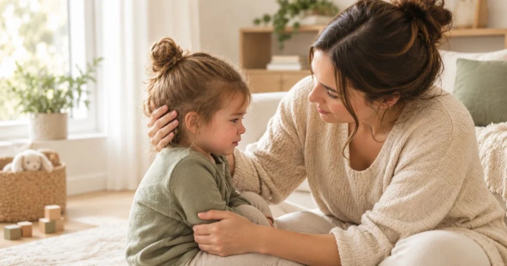 Attachment Parenting: Principles, Practices, Benefits, and What the Research Says 5 Parent calmly supporting a toddler through big emotions
