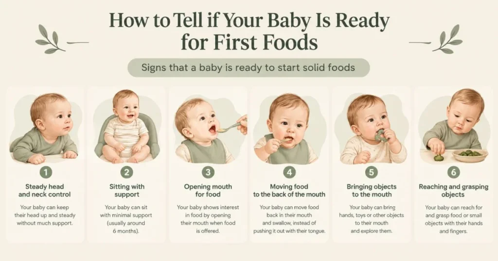 First Foods for Baby: What to Offer When Starting Solids 3 Signs that a baby is ready to start solid foods