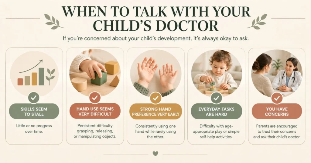 Fine Motor Activities for Toddlers: Easy Activities by Age 33 Checklist of situations when parents may want to discuss their child's fine motor development with a doctor