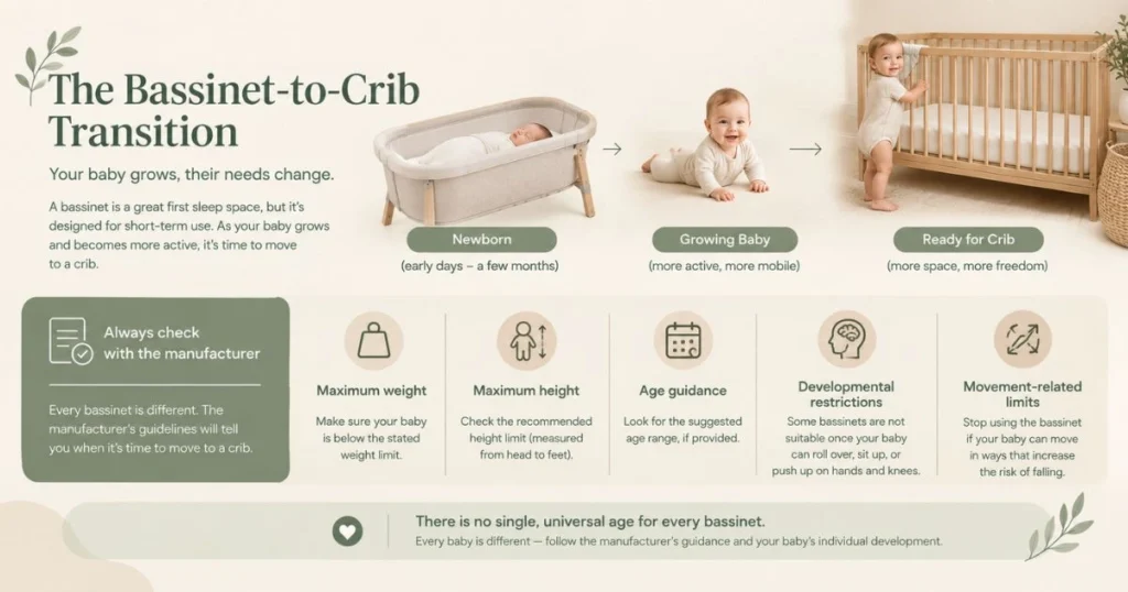 Bassinet vs Crib: How to Choose the Right One 8 Bassinet use limits and signs it is time to transition to a crib