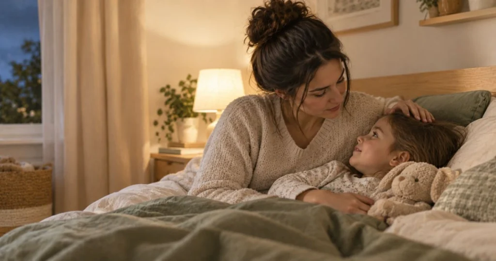 Uninvolved Parenting: Signs, Causes, Effects, and How to Break the Cycle 8 Parent giving a child full attention and reassurance at bedtime