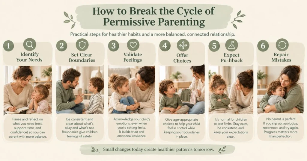 What Is Permissive Parenting? Characteristics, Effects, and How to Break the Cycle 7 Practical steps for breaking the cycle of permissive parenting