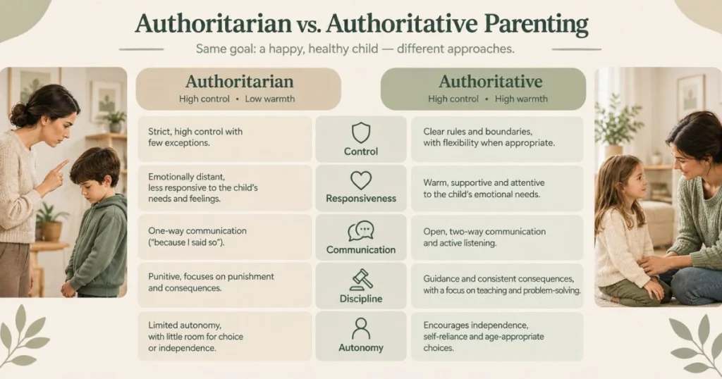 Authoritarian Parenting: Characteristics, Effects, and Healthier Alternatives 6 Comparison of authoritarian and authoritative parenting styles