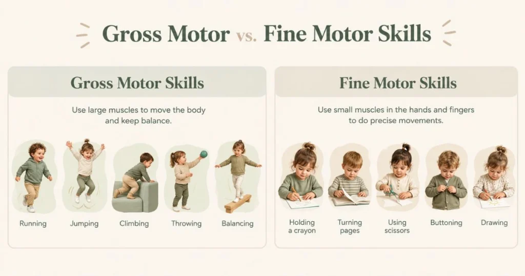 20 Easy Gross Motor Activities for Toddlers and Preschoolers 4 Gross motor and fine motor skills comparison for toddlers and preschoolers