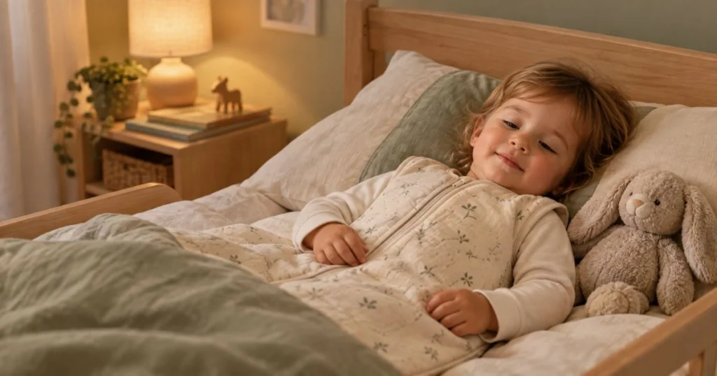 Toddler Sleep Sack: How to Choose the Right One 11 Toddler peacefully settling down for bedtime in a sleep sack