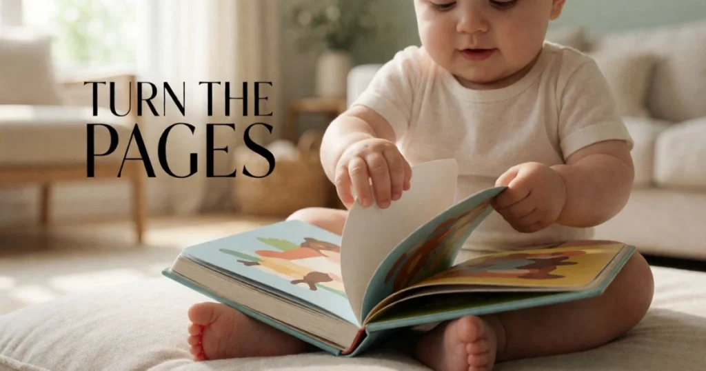 Fine Motor Activities for Toddlers: Easy Activities by Age 10 Toddler turning pages of a sturdy board book to practice hand coordination